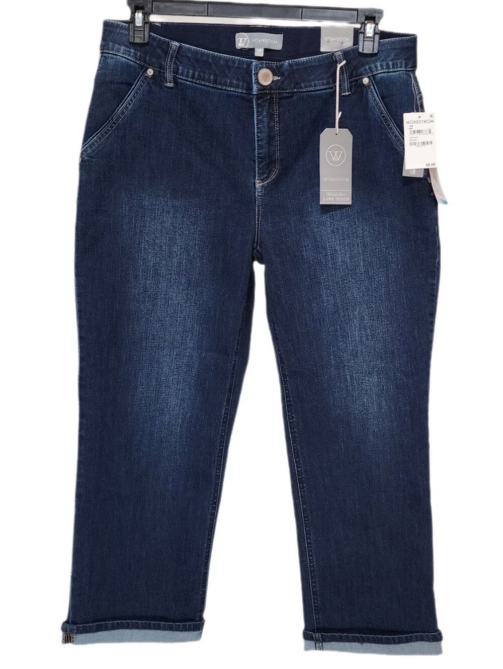 Wit & Wisdom Plus Size Roll Cuff Ankle Cropped Jeans Mid-Rise Ab solution 16W